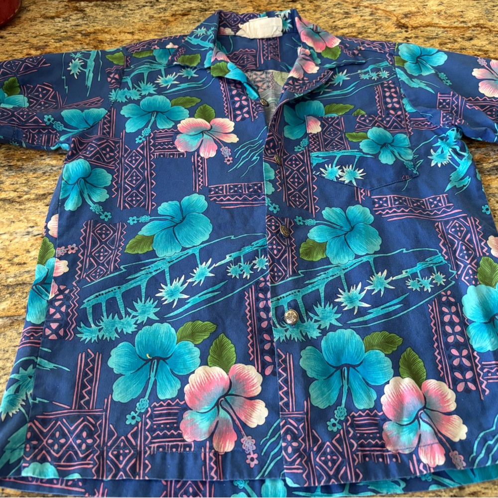 Vintage Royal Hawiaan kids button down shirt-size 12